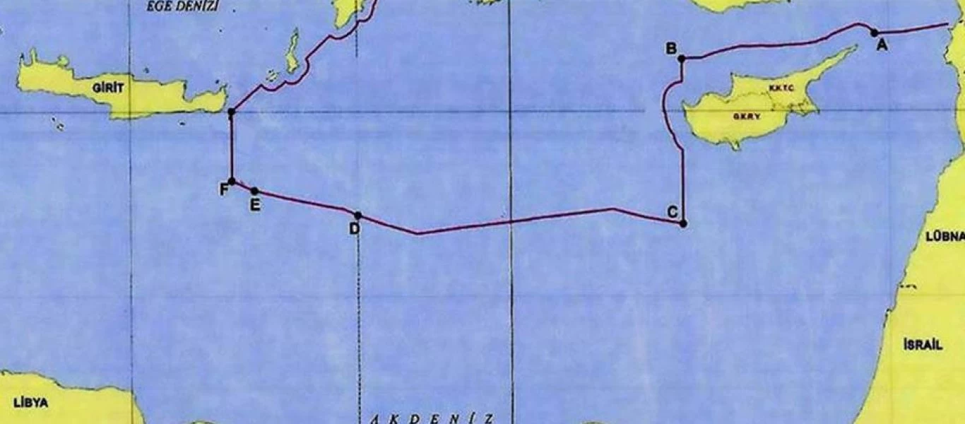 H Τουρκία κοινοποιεί τα νέα της θαλάσσια σύνορα στον ΟΗΕ - Αναλυτικός χάρτης από το Anadolu (φώτο)